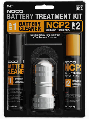 Noco M401 Battery Cleaner, Foaming, Corrosion Inhibitor/Terminal Protectors/Cleaning Brush, 1 oz Aerosol, Kit