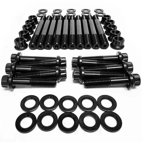 PRW Industries, Inc. 1000323 Main Stud/Bolt Kit, 12 Point Nuts, 2-Bolt Mains, Steel, Black Oxide, GM Duramax 2006-16, Kit