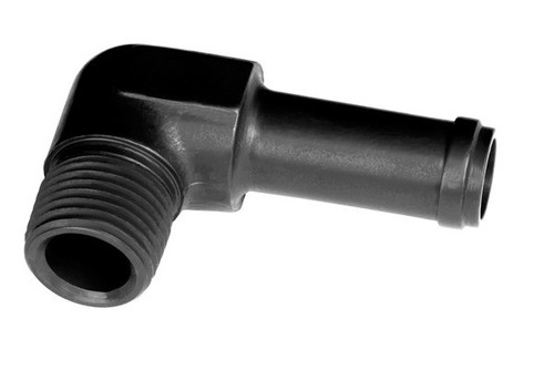 Redhorse 842-04-02-2 Fitting, Adapter, 842 Series, 90 Degree, 1/4 in. Hose Barb to 1/8 in. NPT Male, Aluminum, Black Anodized, Each