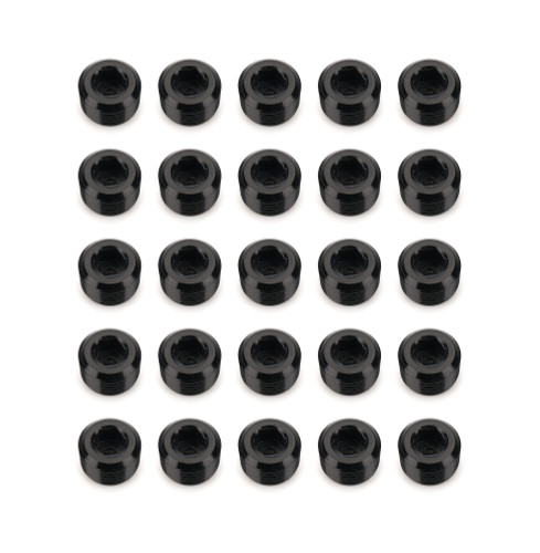 Redhorse Performance 932-02-25-2 Fitting, 932 Series, Plug, 1/8 in NPT, Allen Head, Aluminum, Black Anodized, Set of 25