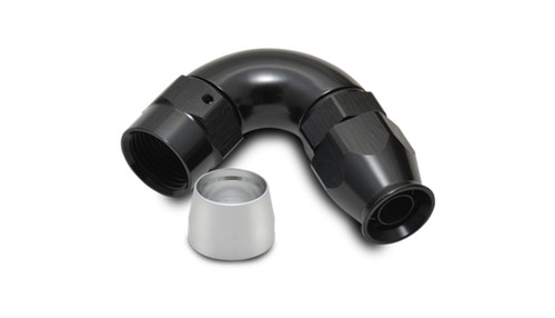 Vibrant Performance 28212 Fitting, Hose End, 120 Degree, 12 AN PTFE Hose to 12 AN Female, Aluminum, Black Anodized, Each