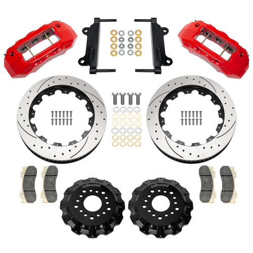 Wilwood 140-18123-DR Brake System, Tactical Xtreme TX6R, Front, 4 Piston Caliper, 16 in. Slotted/Drilled Iron Rotor, Aluminum, Red Powder Coat, GM Fullsize Truck/SUV 1963-87, Kit