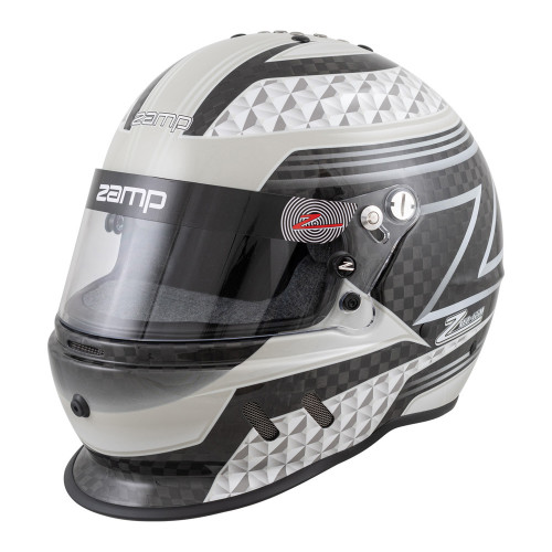 Zamp H781C15XL Helmet, RZ-67D, Full Face, Snell SA2025, Head and Neck Support Ready, Carbon Fiber/Fluorescent Gray, X-Large, Each