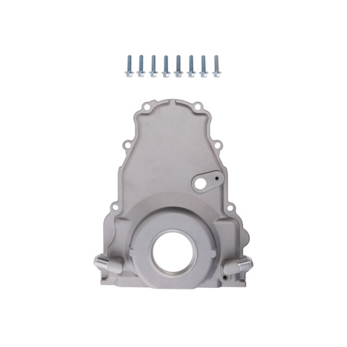 TSP 81068-1 GM LS1/LS6 Timing Cover, 1-Piece, Aluminum, Natural, W/ Turbo Oil Drain Return and Cam Sensor Provision, Kit
