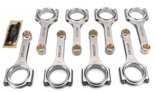 Molnar Technologies CH6000NLB8-A Small Block Chevy Connecting Rod, H-Beam, 6.000 in. Long, 7/16 in. Cap Screws, Billet Steel, Set of 8