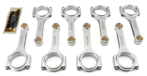 Molnar Technologies CH6125NLB8-A Small Block Chevy Connecting Rod, H-Beam, 6.125 in. Long, 7/16 in. Cap Screws, Billet Steel, Set of 8