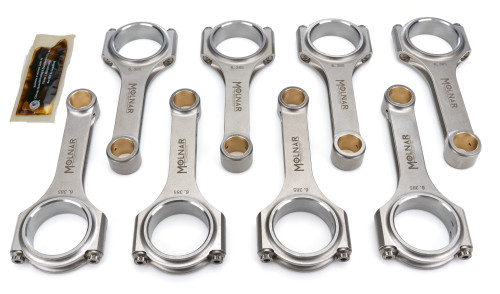 Molnar Technologies CH6385VTB-T8-A Big Block Chevy Connecting Rod, PWR ADR, H-Beam, 6.385 in. Long, 7/16 in. Cap Screws, Billet Steel, Set of 8