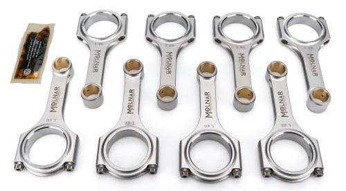 Molnar Technologies FH5400NLB8-ASmall Block Ford Connecting Rod, H Beam, 5.400 in. Long, 3/8 in. Cap Screws, ARP2000 Bolt, Billet Steel, Set of 8