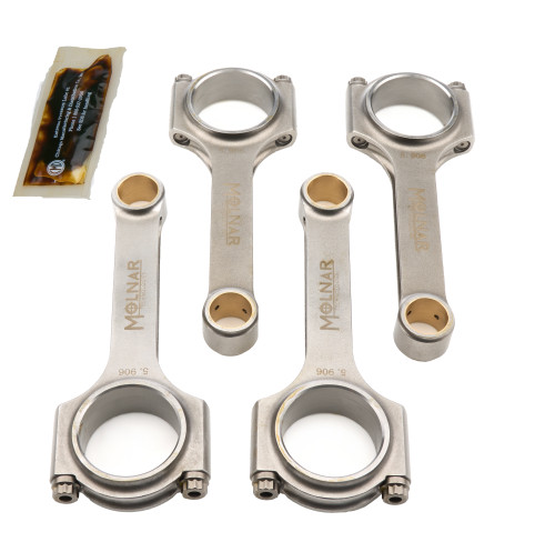 Molnar Technologies MH5906CFB4-A Connecting Rod, H-Beam, 5.906 in. Long, Bushed, 3/8 in. Cap Screws, Billet Steel, Mitsubishi 4G63, Set of 4