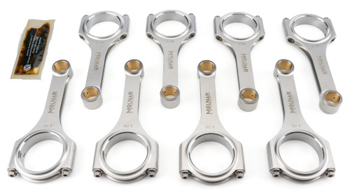 Molnar Technologies OH6735ZRB8-A Oldsmobile V8 Connecting Rod, H-Beam, 6.735 in. Long, Bushed, 7/16 in. Cap Screws, Billet Steel, Set of 8