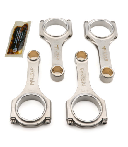 Molnar Technologies SH5180MJB4-A Subaru EJ-Series Connecting Rod, H-Beam, 5.180 in. Long, Bushed, 3/8 in. Cap Screws, Billet Steel, Set of 4