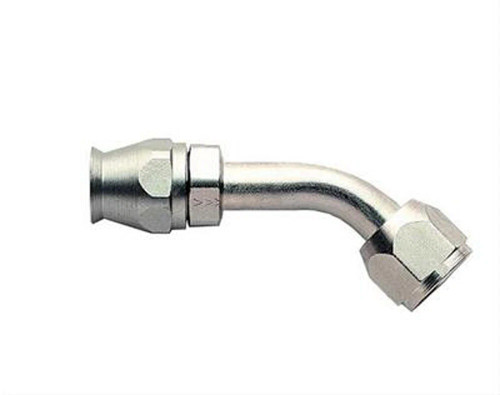 Aeroquip FBE1724 Fitting, Hose End, AC Refrigerant, 45 Degree, 10 AN Hose to 10 AN Female O-Ring, Steel, Nickel Plated, Each