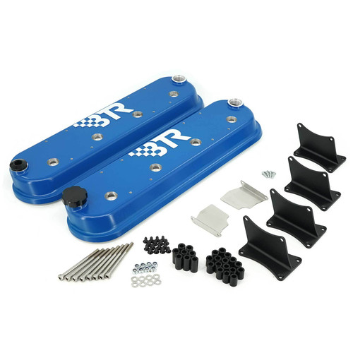 Brian Tooley Racing VCA-02-Blue-CM Valve Cover, 1.83 in. Tall, Baffled, BTR Logo, Coil Mounts, Aluminum, Blue Powder Coat, Pair