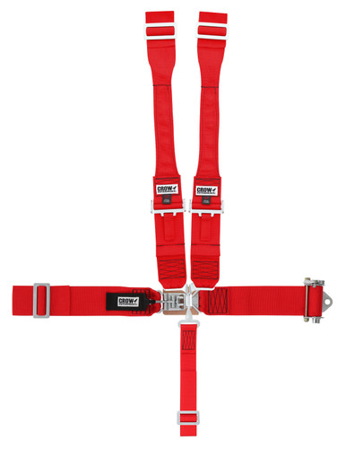 Crow Safety Gear 40062 Harness, 5 Point, Latch and Link, SFI 16.1, Pull Down / Ratchet Adjust, Bolt-In / Wrap Around, Individual Harness, HANS Ready, Red, Kit