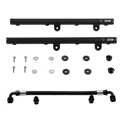 Deatschwerks 7-101 Fuel Rail, Fittings / Crossover Hose / Spacers / Hardware, Aluminum, Black Anodized, Mopar Gen III Hemi 2005-23, Pair
