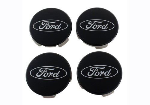 Ford M-1096K-BCT Wheel Center Cap, 2.55 in. OD, Closed End, Snap-In, Plastic, Black, Set of 4