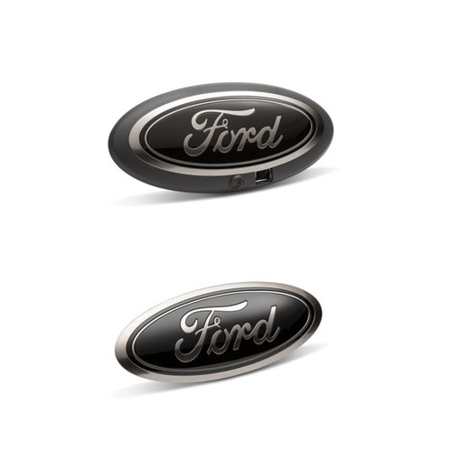 Ford M-1447-SDC3 Emblem, Ford Oval, Grille / Tailgate, Plastic, Black / Chrome, Front Camera Provision, Super Duty, Ford Fullsize Truck 2023-26, Kit