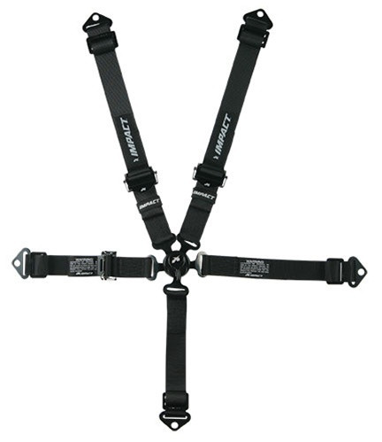 Impact Racing 58346651 Harness, Junior Racer Series, 5 Point, Camlock, SFI 16.1, Pull Up Adjust, Bolt-In|Wrap Around, Individual Harness, Quarter Midget / Junior Dragster, Black, Kit