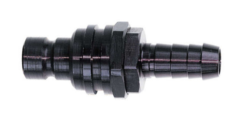 Jiffy-Tite 32508 Quick Release Adapter, 3000 Series, Straight, 8 AN Hose Barb to Quick Release Plug, Valved, FKM Seal, Aluminum, Black Anodized, Each