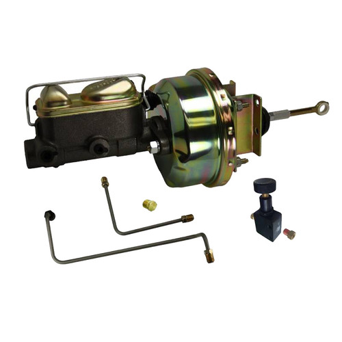 Leed Brakes FC0002HK Master Cylinder and Booster, 1 in. Bore, Dual Integral Reservoir, 7 in. OD, Single Diaphragm, Steel, Gold Zinc Plated, Ford Mustang 1964-66, Kit