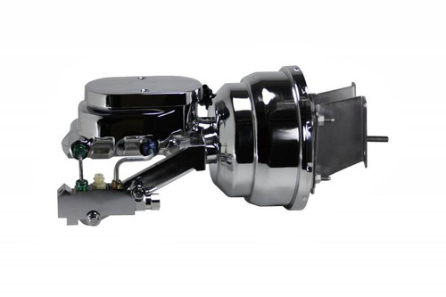 Leed Brakes H96B2 Master Cylinder and Booster, 1.125 in. Bore, Dual Integral Reservoir, 8 in. OD, Dual Diaphragm, Steel, Chrome, GM Fullsize Truck 1967-72, Kit