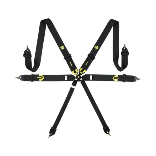 Momo Automotive Accessories M060303BK Harness, Corsa, 6 Point, Camlock, FIA Approved, Pull Down Adjust, Clip-In, Individual Harness, Black, Kit