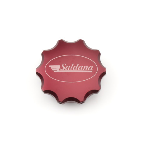 Saldana SAC-060 Fuel Cell Filler Cap, Screw-On, Aluminum, Red Anodized, Saldana Fill Plate, Each
