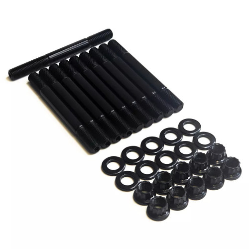PRW Industries, Inc. 1012111 Cylinder Head Stud Kit, 12 Point Nuts, Chromoly, Black Oxide, Mitsubishi 4-Cylinder, Kit