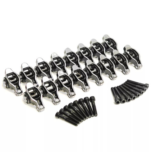 PRW Industries, Inc. 60375217 Rocker Arm, Sportsman, 8 mm Pedestal Mount, 1.70 Ratio, Full Roller, Steel, Natural, GM LS-Series, Set of 16