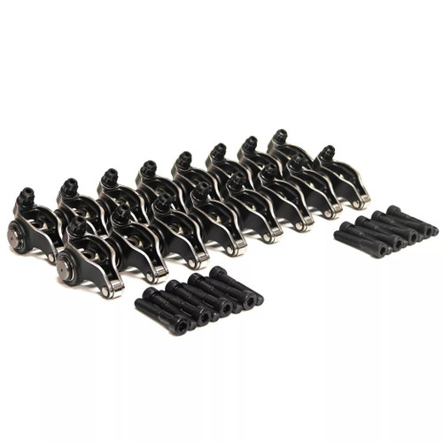 PRW Industries, Inc. 60375417 Rocker Arm, Elite Series, 8 mm Pedestal Mount, 1.70 Ratio, Full Roller, Stainless, Natural, GM LS-Series, Set of 16