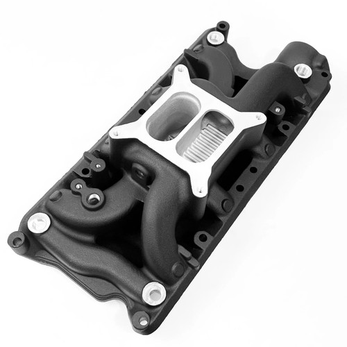 Professional Products 54042 Intake Manifold, Cyclone, Square Bore, Dual Plane, Rectangle Port, Aluminum, Black Paint, Small Block Chevy, Each
