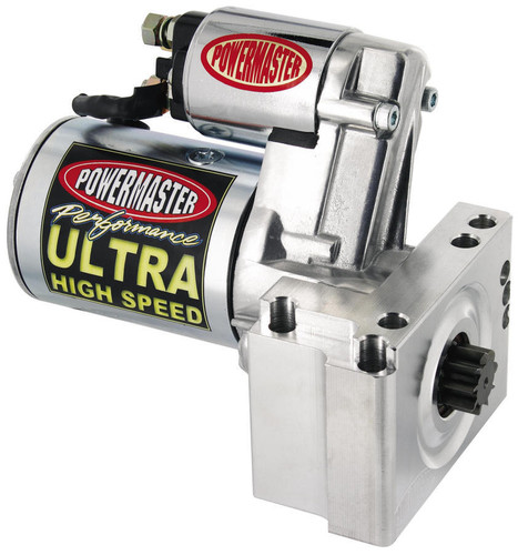 Powermaster 9452 Starter, Ultra High Speed, 3.75:1 Gear Reduction, Natural, 168 Tooth Flywheel, Staggered Mount, Chevy V8, Each