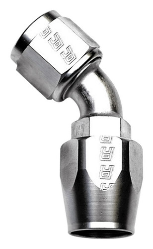 Russell 610081 Fitting, Hose End, Full Flow, 45 Degree, 4 AN Hose to 4 AN Female, Aluminum, Nickel Anodized, Each