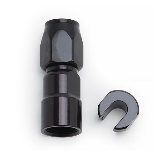 Russell 611253 Fitting, Fuel Injection Adapter, Straight, 6 AN Female to 5/16 in. SAE Female Quick Disconnect, Screw-In End Cap, Aluminum, Black Anodized, Each