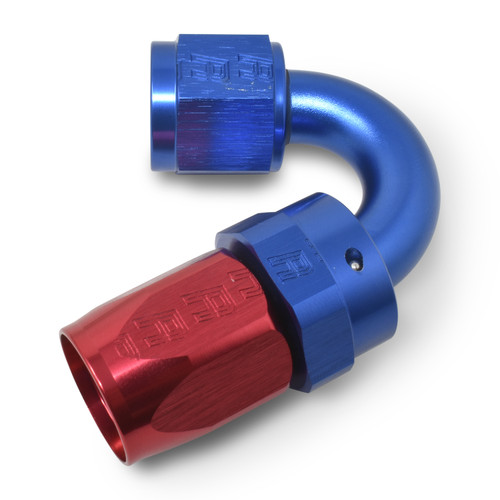 Russell 613450 Fitting, Hose End, ProClassic, Swivel, 150 Degree, 6 AN Hose to 6 AN Female, Aluminum, Blue / Red Anodized, Each