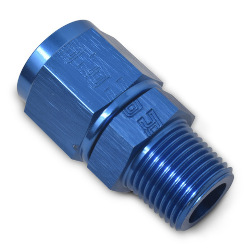 Russell 614218 Fitting, Adapter Fitting, Straight, 8 AN Female Swivel to 3/8 in. NPT Male, Aluminum, Blue Anodized, Each