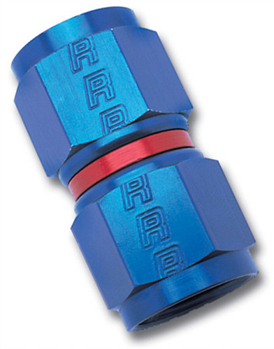 Russell 640020 Fitting, Adapter, Straight, 10 AN to 10 AN Female Swivel, Aluminum, Red / Blue Anodized, Each