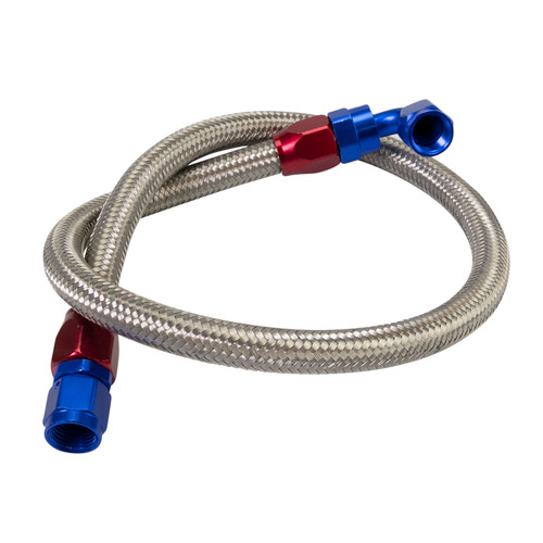 Russell 641030 Fuel Line, 6 AN Braided Stainless, Aluminum, Blue / Red Anodized, Fuel Pump to Carburetor, Each