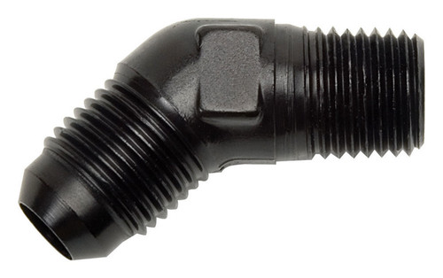 Russell 660103 Fitting, Adapter, 45 Degree, 6 AN Male to 1/8 in. NPT Male, Aluminum, Black Anodized, Each