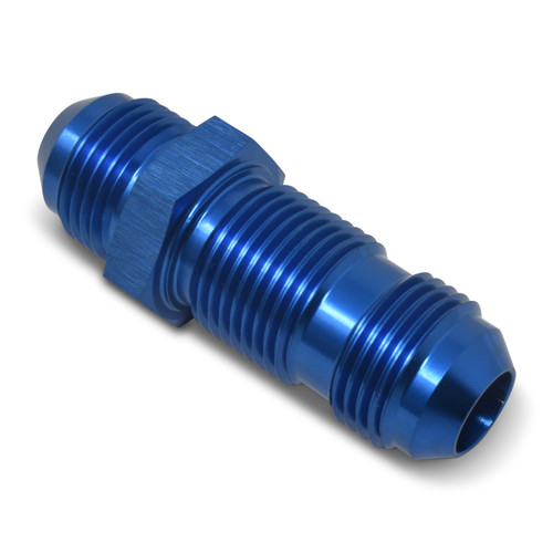 Russell 661170 Fitting, Bulkhead, Straight, 4 AN Male to 4 AN Male Bulkhead, Aluminum, Blue Anodized, Each