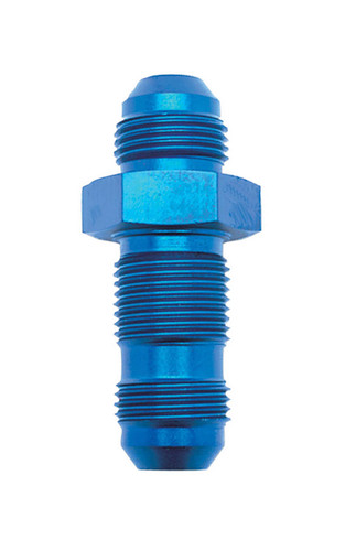 Russell 661180 Fitting, Bulkhead, Straight, 6 AN Male to 6 AN Male Bulkhead, Aluminum, Blue Anodized, Each