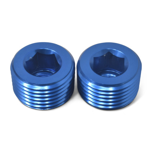 Russell 662070 Fitting, Plug, 3/4 in. NPT, Allen Head, Aluminum, Blue Anodized, Pair