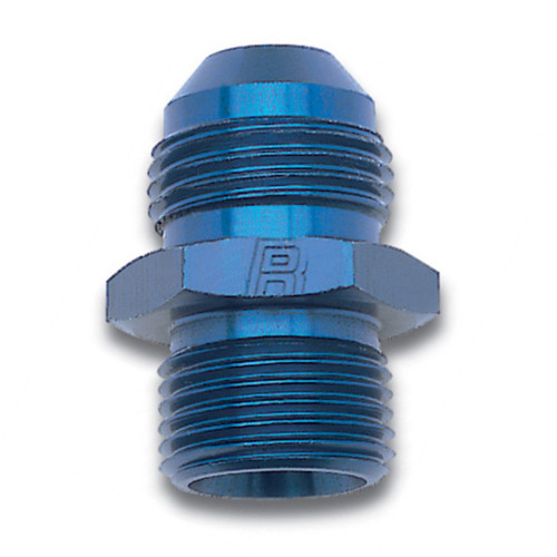 Russell 670440 Fitting, Adapter, Straight, 4 AN Male to 12 mm x 1.50 Male Fitting, Aluminum, Blue Anodized, Each