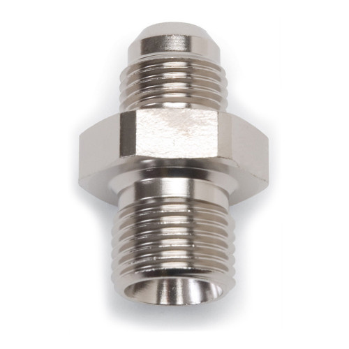 Russell 670521 Fitting, Adapter, Straight, 6 AN Male to 14 mm x 1.50 Male, Aluminum, Nickel Anodized, Each