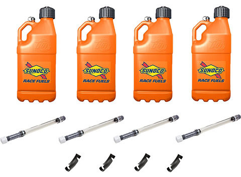 Sunoco Race Jugs M7500OR-MSM-BOD Utility Jug, Motorsports, 5 gal, 9.5 x 9.5 x 23 in. tall, O-Ring Seal Cap, Screw-On Vent, Filler Hose / Hose Bender Included, Square, Plastic, Orange, Kit