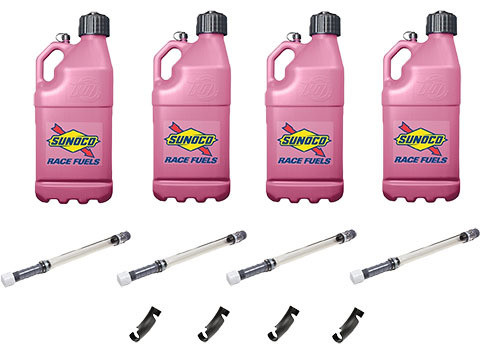 Sunoco Race Jugs M7500PK-MSM-BOD Utility Jug, Motorsports, 5 gal, 9.5 x 9.5 x 23 in. tall, O-Ring Seal Cap, Screw-On Vent, Filler Hose / Hose Bender Included, Square, Plastic, Pink, Kit