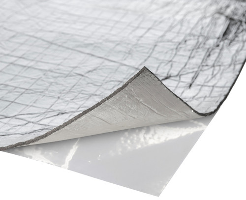 Thermo-Tec 14132 Heat and Sound Barrier, Thermo Guard FR, 24 x 48 in. Sheet, Two Sided Foil, Adhesive Backing, Aluminized Synthetic Fiber, Silver, Each