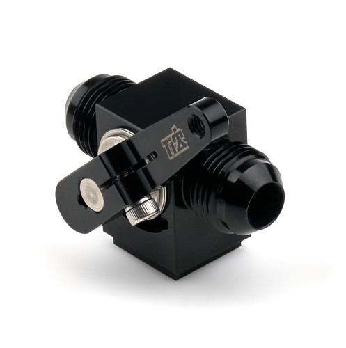 Ti22 Performance TIP5588 Shutoff Valve, MPD Style, Fuel Shutoff, In-Line, 8 AN Male Inlet, 8 AN Male Outlet, Aluminum, Black Anodized, Each