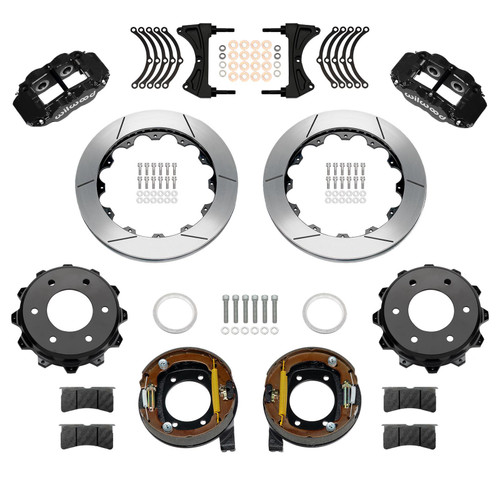 Wilwood 140-18160 Brake System, Forged Narrow Superlite 4R Big Brake, Rear, 4 Piston Caliper, 12.88 in. Slotted Iron Rotor, Aluminum, Black Powder Coat, GM Fullsize SUV 1971-91, Kit