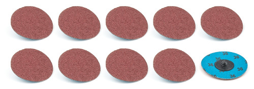 Allstar Performance ALL12109 Sanding Disc, Twist-Lock, 3 in OD, 25000 RPM, 36 Grit, Aluminum Oxide, Set of 10